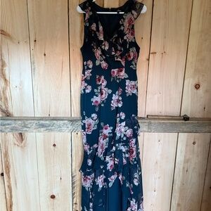 Lulu's Navy Floral High Low Dress